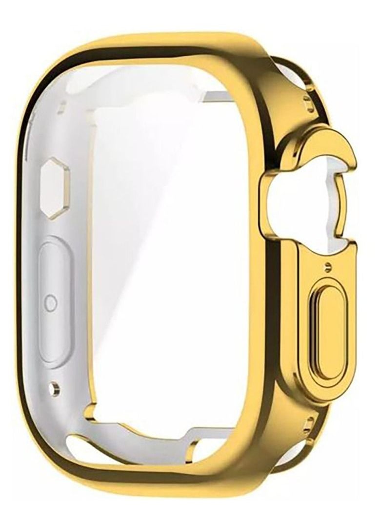 ماركة غير محددة غطاء حماية سيليكون كوفر لساعة ابل الترا 49 مم - ذهبي وشفاف  Apple Watch Ultra 49mm  - Image 2