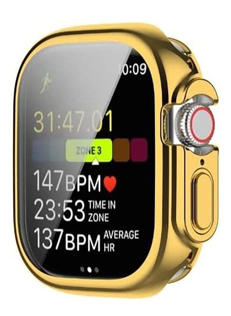 ماركة غير محددة غطاء حماية سيليكون كوفر لساعة ابل الترا 49 مم - ذهبي وشفاف  Apple Watch Ultra 49mm  - Image 1