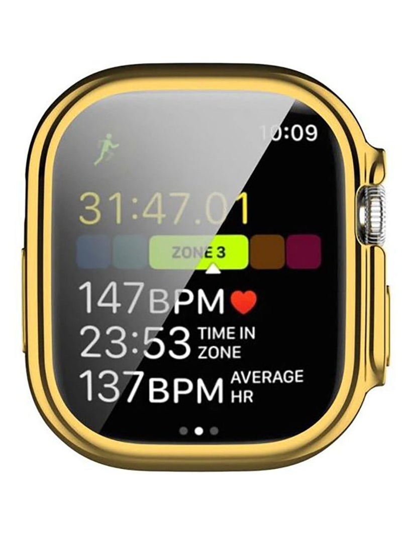 ماركة غير محددة غطاء حماية سيليكون كوفر لساعة ابل الترا 49 مم - ذهبي وشفاف  Apple Watch Ultra 49mm  - Image 3