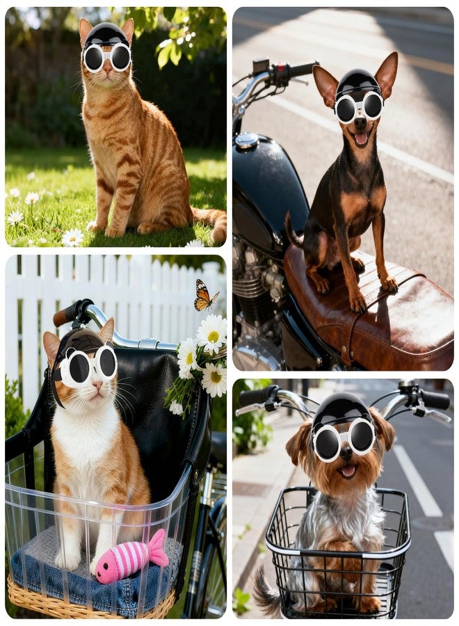 Billionchains Extra Small Dog Helmet with Cute Dog Goggles, Protects Eyes & Head from Impact, Ideal for Puppy Riding/Outdoor Activities/Halloween Cosplay, White - Image 2