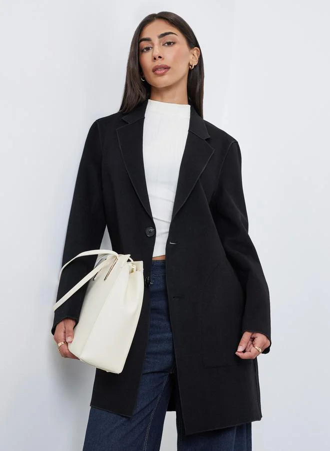 Styli Styli Women Black Midi Button Coat