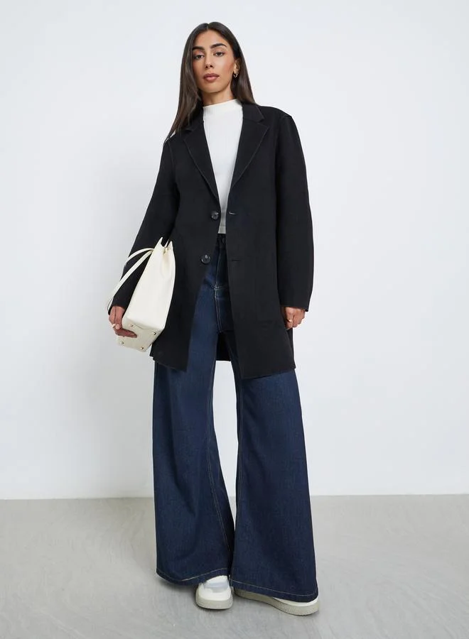 Styli Styli Women Black Midi Button Coat