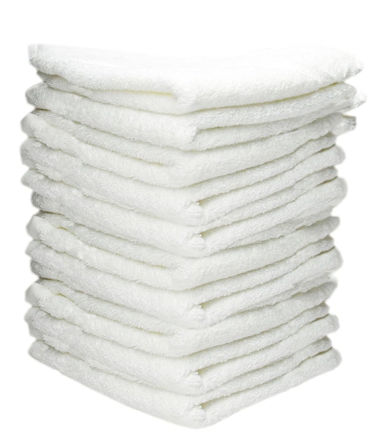 Very Soft Very Soft KS Collection Love Touch Big Size Fresh Loom 300 GSM 100 Cotton Hanky Face Towel Handkerchiefs 12X12 Inch_Solid White_10 Pieces - Image 1