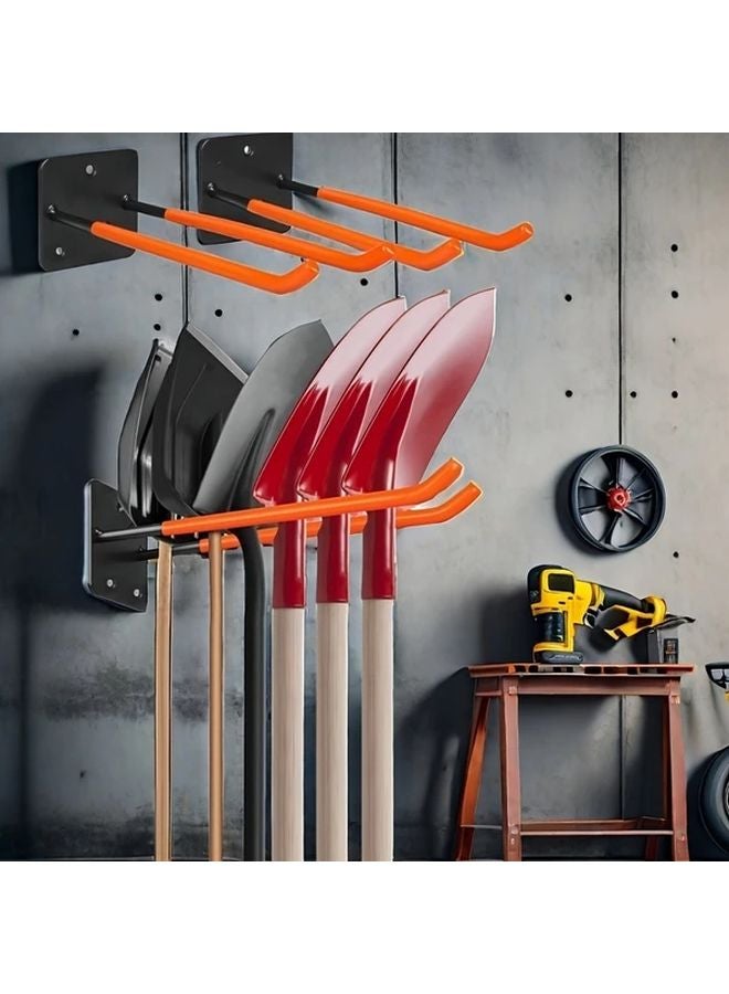 Orange Wall Mounted Garage Storage Hook for Garden Tools Metal Shovel Rake Organizer - Image 2