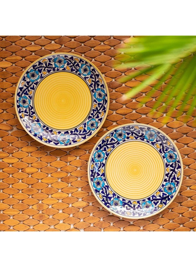 ExclusiveLane ExclusiveLane 'Badamwari Bagheecha' Ceramic Dinner Plates Set of 2 Ceramic Plates for Dinner (10 Inch, Microwave Safe Plates & Dishawasher Safe) |Dinner Plates Ceramic Plates Set of 2 Serving Plates - Image 1