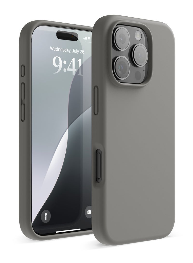 Elago Liquid Silicone for iPhone 16 PRO Case Cover Full Body Protection, Shockproof, Slim, Anti-Scratch Soft Microfiber Lining - Medium Gray