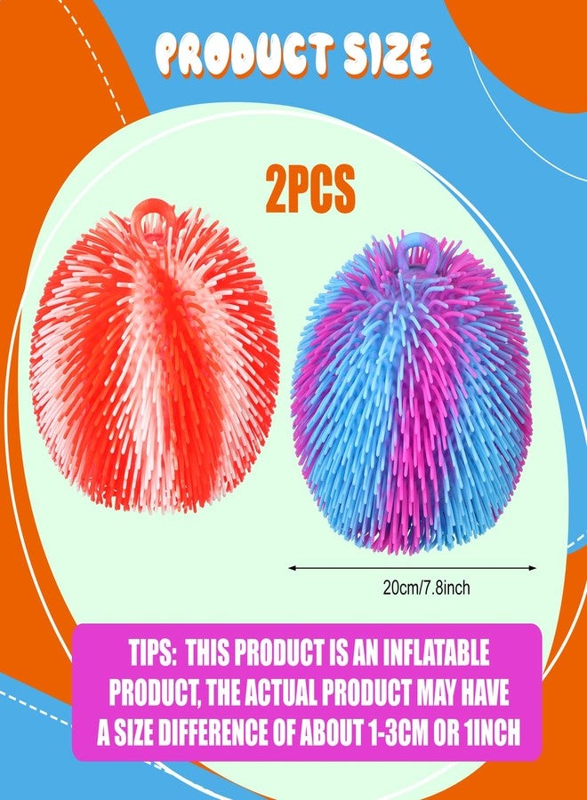 Sonwyoung 2 Pcs Puffer Ball 8 Inch Spiky Sensory Balls Bulk Bouncy Sensory Stress Relief Toy for Fidget Anxiety Game Classroom Prizes Party Favors(Mix Color) - Image 2