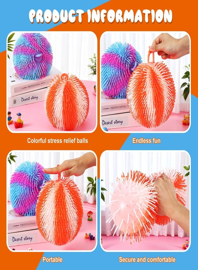 Sonwyoung 2 Pcs Puffer Ball 8 Inch Spiky Sensory Balls Bulk Bouncy Sensory Stress Relief Toy for Fidget Anxiety Game Classroom Prizes Party Favors(Mix Color) - Image 3