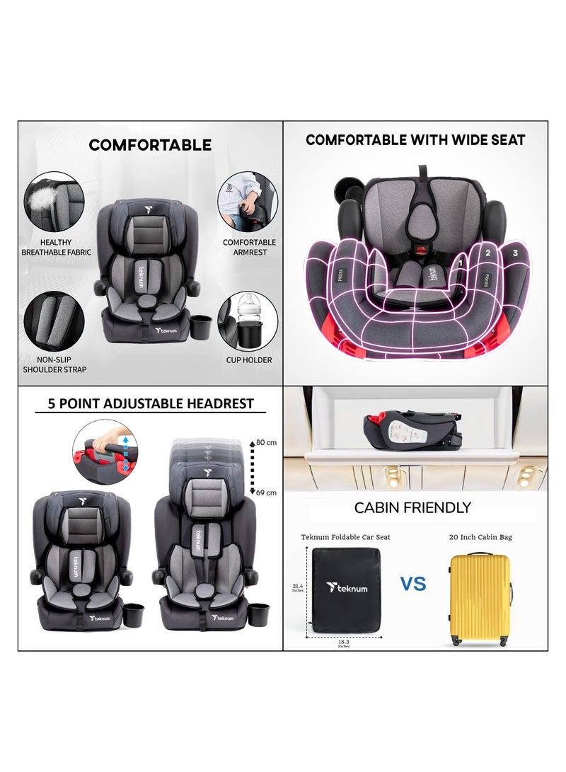 TEKNUM Pack And Go Foldable Car Seat With Ace Diaper Bag - Grey - Image 4