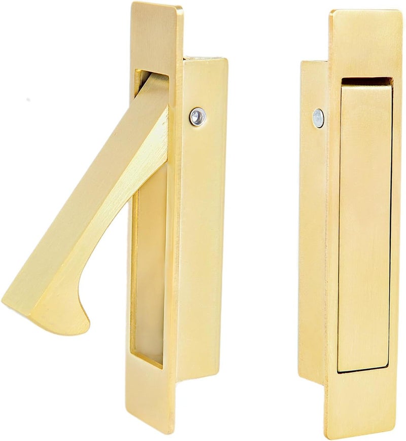 Dontay Pocket Door Pull Handle, Edge Pull, Professional Stainless steel 304, Flush Mount Door Pull for Pocket Sliding Door (Satin Brass, 1) - Image 1