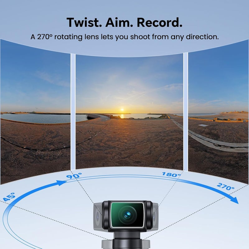BOBLOV 5K Body Camera with Microphone, W5 Vlogging Camera, 5K/15FPS and 4K/60FPS with 270° Rotating Lens, External Mic Support, Clip/Strap Options, EIS Stabilization for Meeting, and Daily Use (128GB) - Image 5