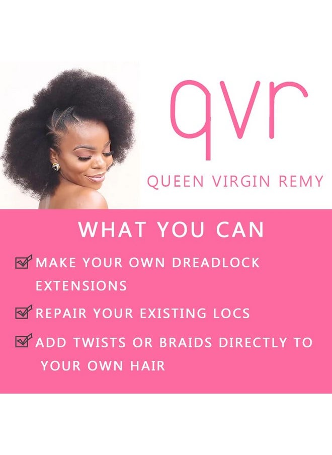 QUEEN VIRGIN REMY QVR Afro Kinkys Bulk Human Hair for Dreadlocks Extensions Repair Locs, Twist Braiding Afro Kinky Human Hair for Locs 1 Pack 50 Gram Natural Black Color 12 inches  - Image 3