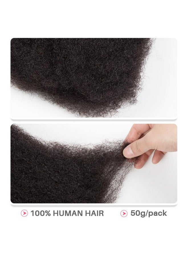 QUEEN VIRGIN REMY QVR Afro Kinkys Bulk Human Hair for Dreadlocks Extensions Repair Locs, Twist Braiding Afro Kinky Human Hair for Locs 1 Pack 50 Gram Natural Black Color 12 inches  - Image 5