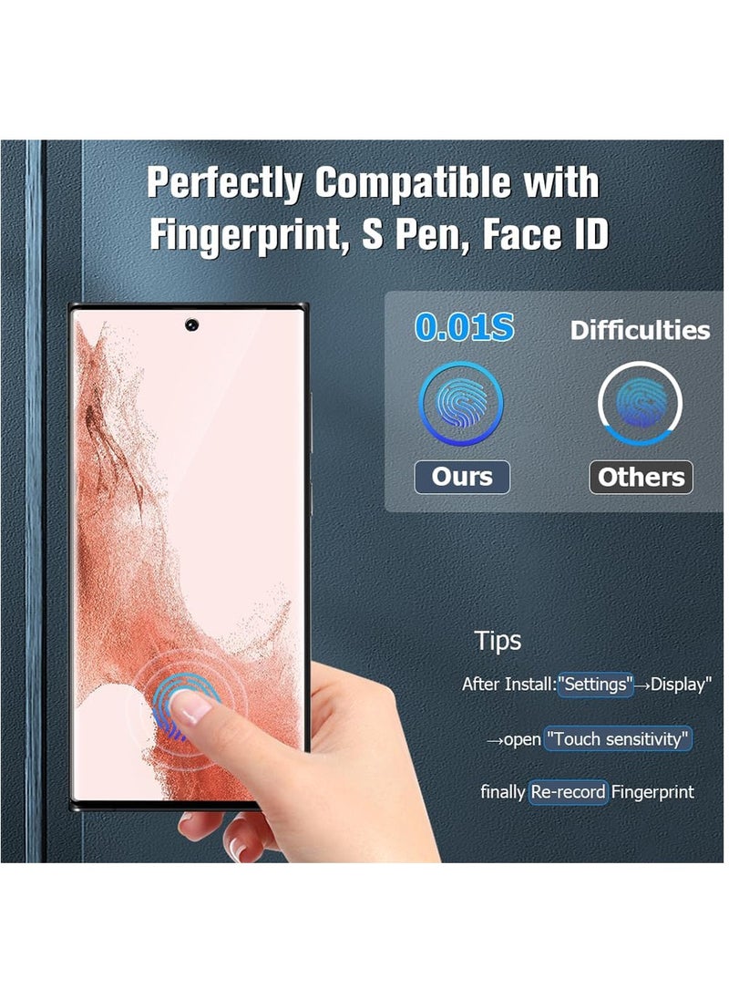 Generic - 4 Pack for Samsung Galaxy S23 Ultra 9H Hardness Tempered Glass Screen Protector and Camera Lens Protector, 3D Full Coverage, Fingerprint Unlock - Image 1
