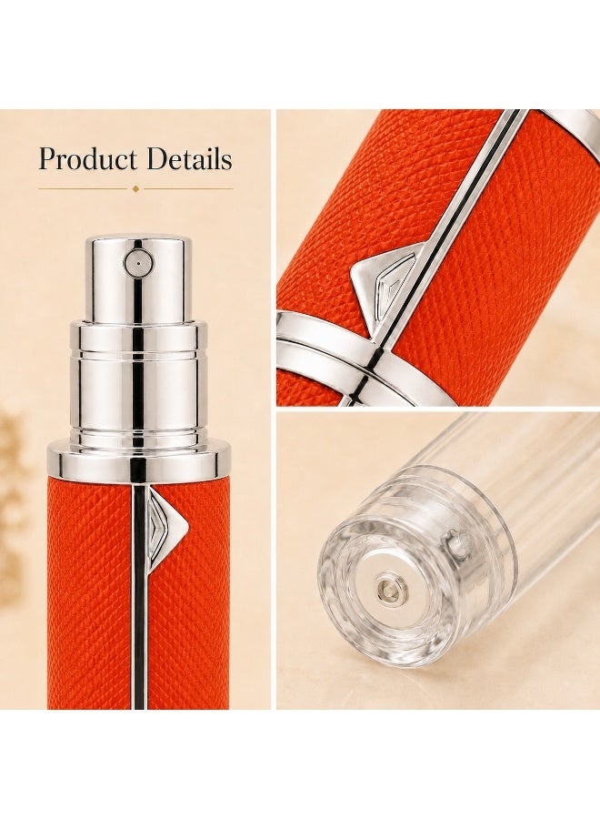 5ml Refillable Perfume Atomizer Spray Bottle, Compact Bottom-Fill Travel Fragrance Container with Protective Cap, Orange - Image 4