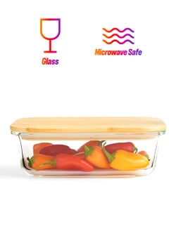 BLACKSTONE Borosilicate Glass Food Storage Container with Wooden Lid & Silicone Removable Seal  - Image 1