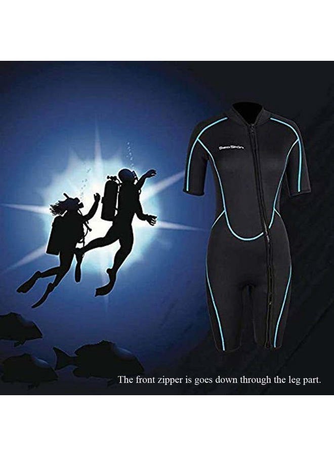 Seaskin (Womens S (Chest: 90cm), Womens 3mm) - Mens 3mm Shorty Wetsuit Womens, Full Body Diving Suit Front Zip Scuba Diving Wetsuit Snorkelling Surfing - Image 5
