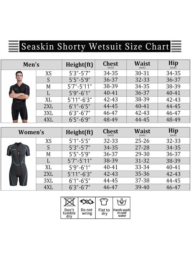 Seaskin (Womens S (Chest: 90cm), Womens 3mm) - Mens 3mm Shorty Wetsuit Womens, Full Body Diving Suit Front Zip Scuba Diving Wetsuit Snorkelling Surfing - Image 2