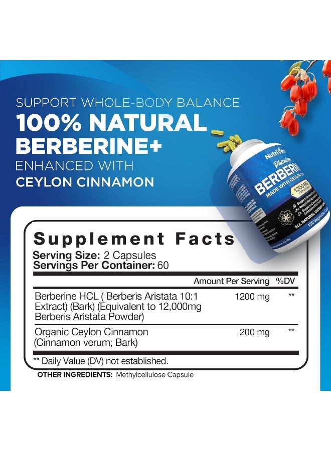Nutrivein Premium Berberine Capsules (1200Mg, 120 Pieces) - Image 2