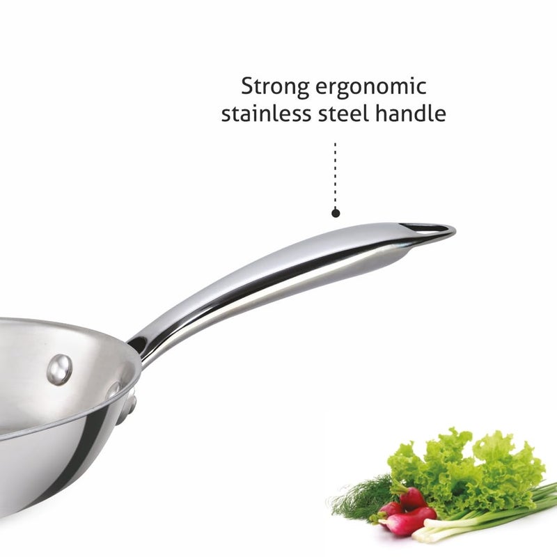 Alda Vitale Tri-Ply Stainless Steel Fry Pan 18 Cm, Induction Friendly - Image 3