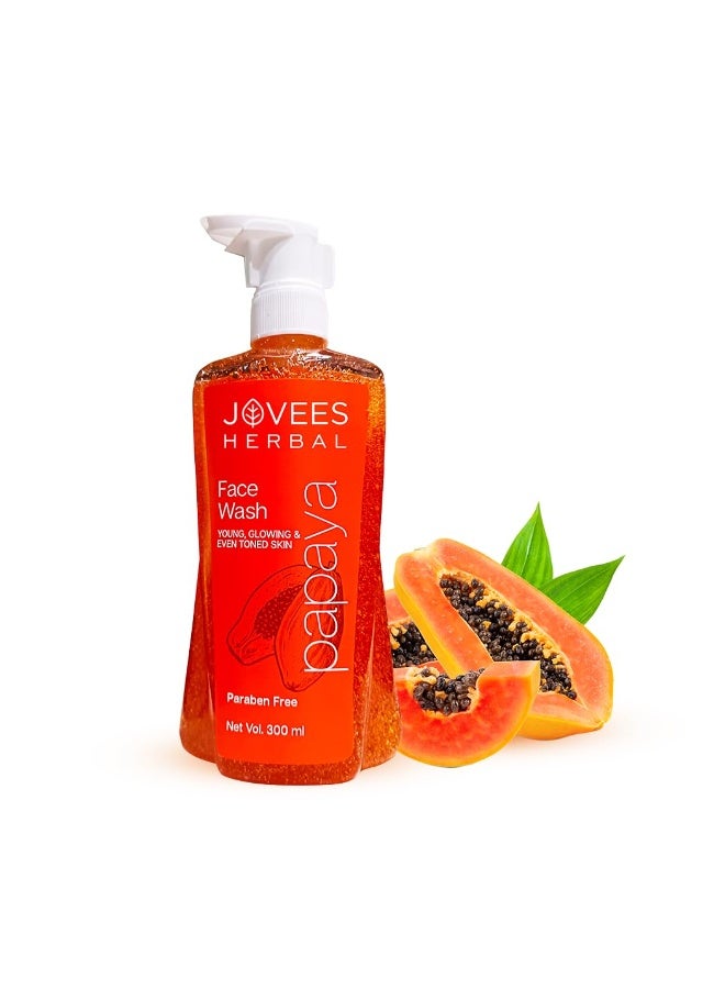 Jovees Herbal Papaya Face Wash For Glowing and Clear Skin with Papaya & Bilberry fruit Ext | Gentle Cleanser For Brightens Skin, Removes Pigmentation & Dark Spots | Suitable For All Skin Types - 300ml - Image 1
