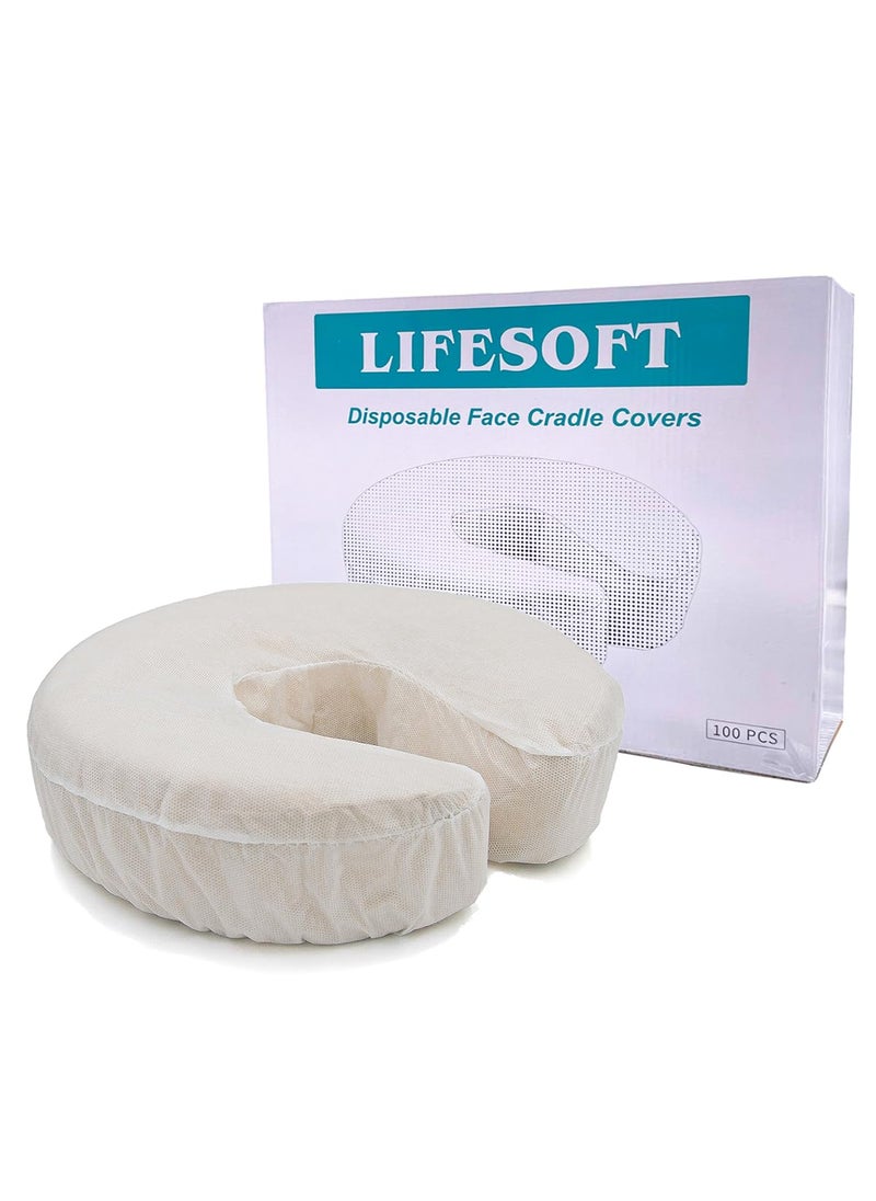 LIFESOFT Disposable Fitted Face Cradle Covers Silky Massage Headrest Covers Box of 100 