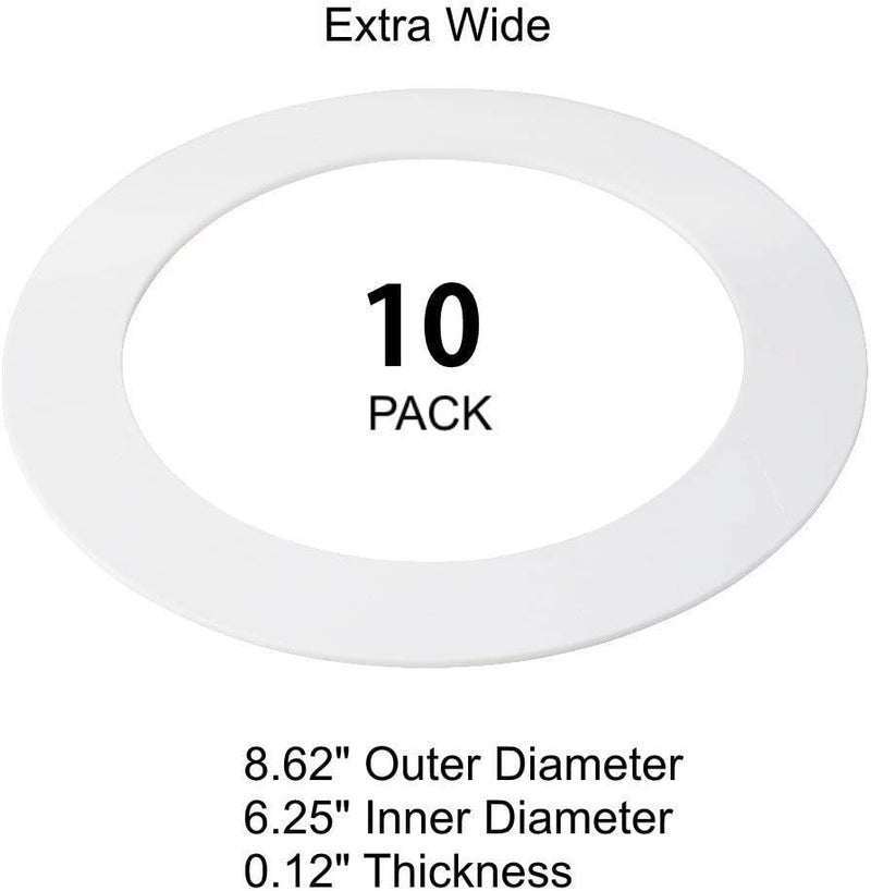 harrrrd 10 Pack Gloss White Goof Trim Ring for 8" Inch Recessed Can Lighting Down Light, Outer Diameter 8.6 Inches, Inner Diameter 6.2 Inches - Image 2