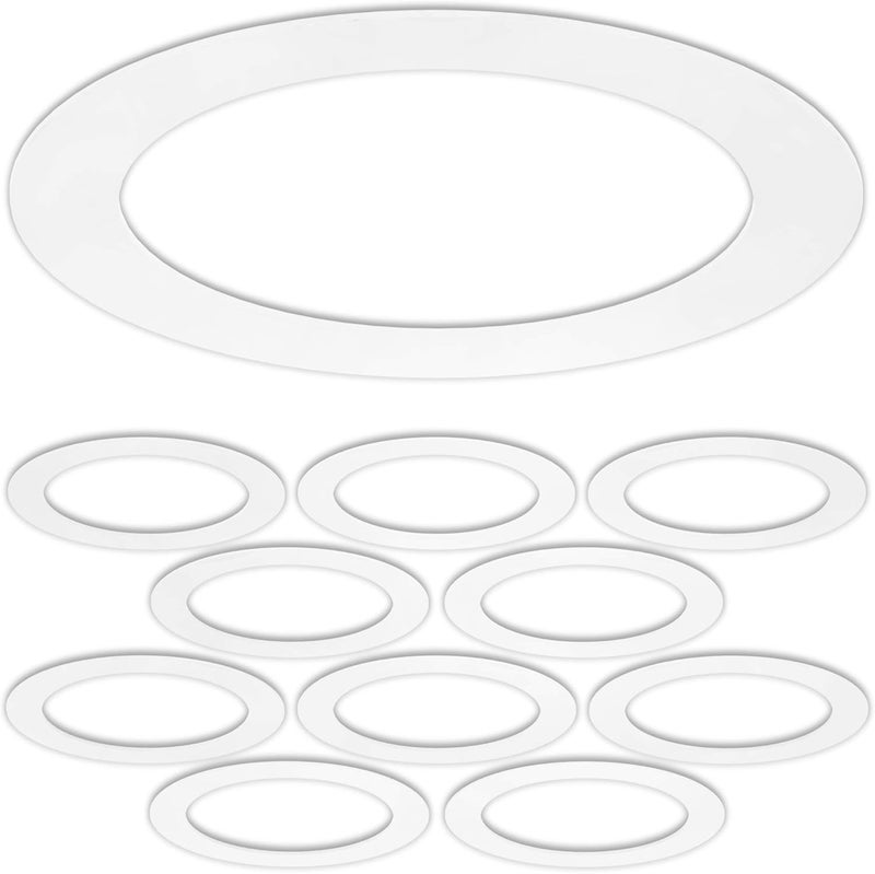 harrrrd 10 Pack Gloss White Goof Trim Ring for 8" Inch Recessed Can Lighting Down Light, Outer Diameter 8.6 Inches, Inner Diameter 6.2 Inches - Image 1