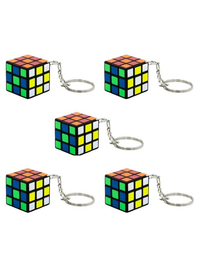 Cubelelo Drift Keychain 3x3 (Stickered) Cube Pack of 5 | Mini Speed Cube | Portable & Fun | Suitable for All Ages | Great Gift Idea