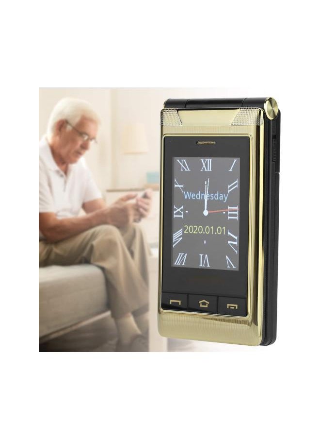 Generic - Flip Phone,3G Unlocked Flip Phone Multimedia Mp3 Dual Sim Card Phone Large Keypad and Large Volume Cell Phone for Seniors with Charging Dock(Golden) - Image 1