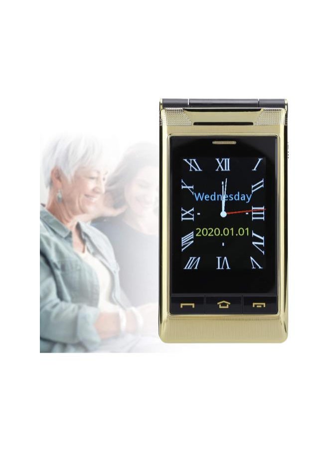 Generic - Flip Phone,3G Unlocked Flip Phone Multimedia Mp3 Dual Sim Card Phone Large Keypad and Large Volume Cell Phone for Seniors with Charging Dock(Golden) - Image 1
