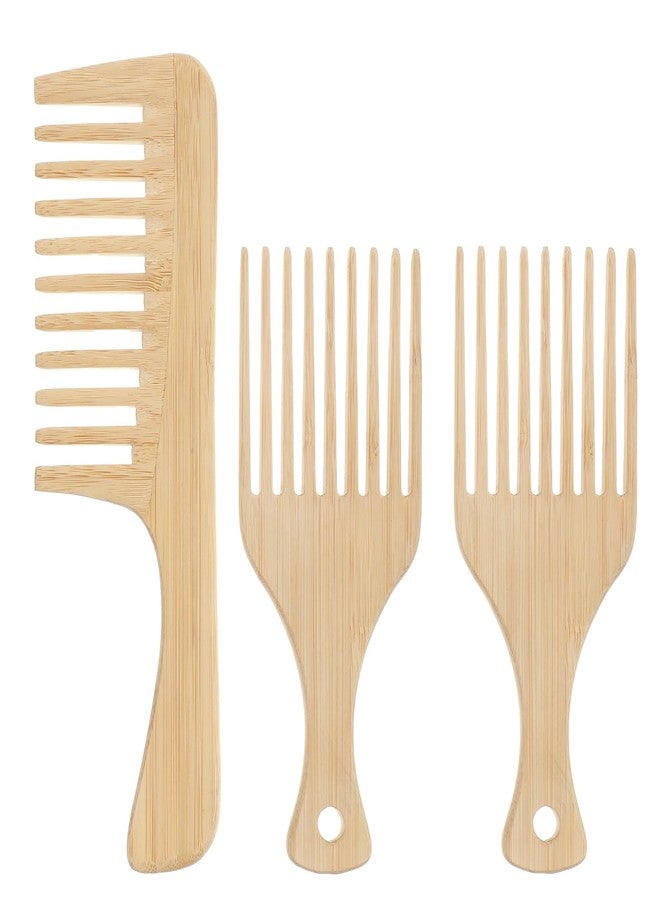 Elegaperma 3 PCS Wooden Pick For Beard, Natural Wooden Beard Pick, Wood Hair Picks for Women Men Curly Hairs, Vintage Wood Picks with Wide Tooth Comb for Gentle Styling and Detangling - Image 1