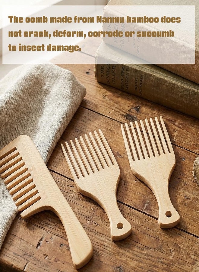 Elegaperma 3 PCS Wooden Pick For Beard, Natural Wooden Beard Pick, Wood Hair Picks for Women Men Curly Hairs, Vintage Wood Picks with Wide Tooth Comb for Gentle Styling and Detangling - Image 3