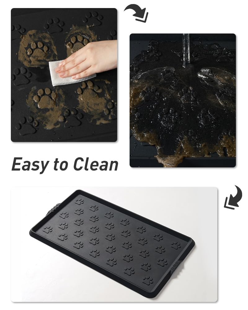 SUPENUIN Paw Pattern Boot Tray for Entryway Waterproof Rubber Mats for Dogs Multipurpose Shoe Mat Tray for Entryway Indoor Outdoor Multi Use Catch All Trays Shoe Storage 16x27.5 Inches - Image 3