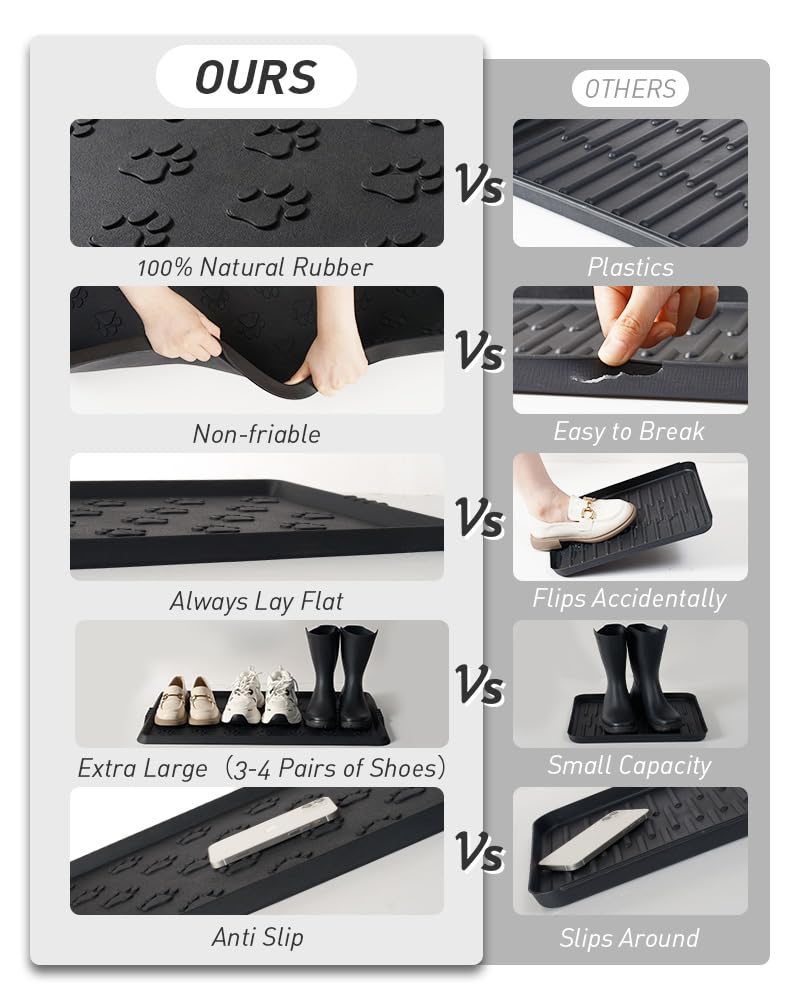 SUPENUIN Paw Pattern Boot Tray for Entryway Waterproof Rubber Mats for Dogs Multipurpose Shoe Mat Tray for Entryway Indoor Outdoor Multi Use Catch All Trays Shoe Storage 16x27.5 Inches - Image 5