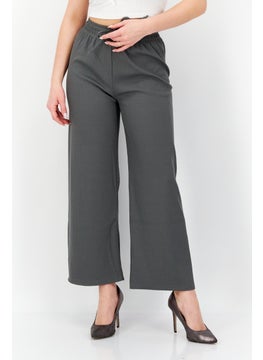 bebe Women Wide Leg Textured Palazzo Pants, Dark Grey  - Image 1