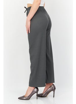 bebe Women Wide Leg Textured Palazzo Pants, Dark Grey  - Image 3