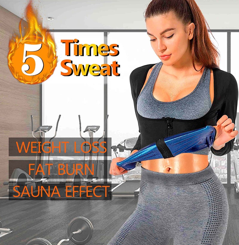DYUAI Sauna Shirt for Women Sauna Suit for Women Waist Trainer Sauna Sweat Vest Workout Body Shaper Long Sleeve(6003-01-L) - Image 2