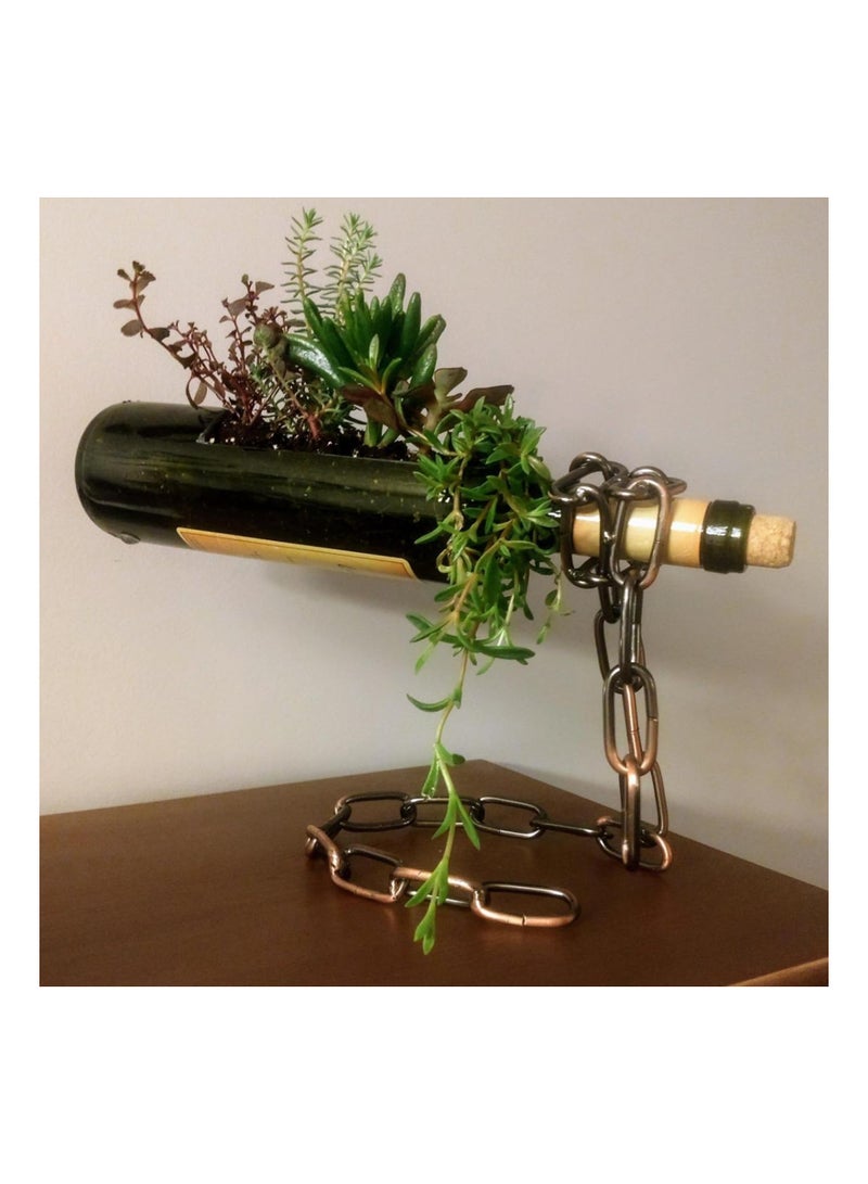 SYOSI Magic Wine Bottle Holder, Floating Wine Holder Steel Link Chain Wine Stand Air-Hanging Wine Rack Gravity Defying Wine Holder Illusion Wine Bottle Holder Chain Wine Bottle Stand for Kitchen Bar - Image 5