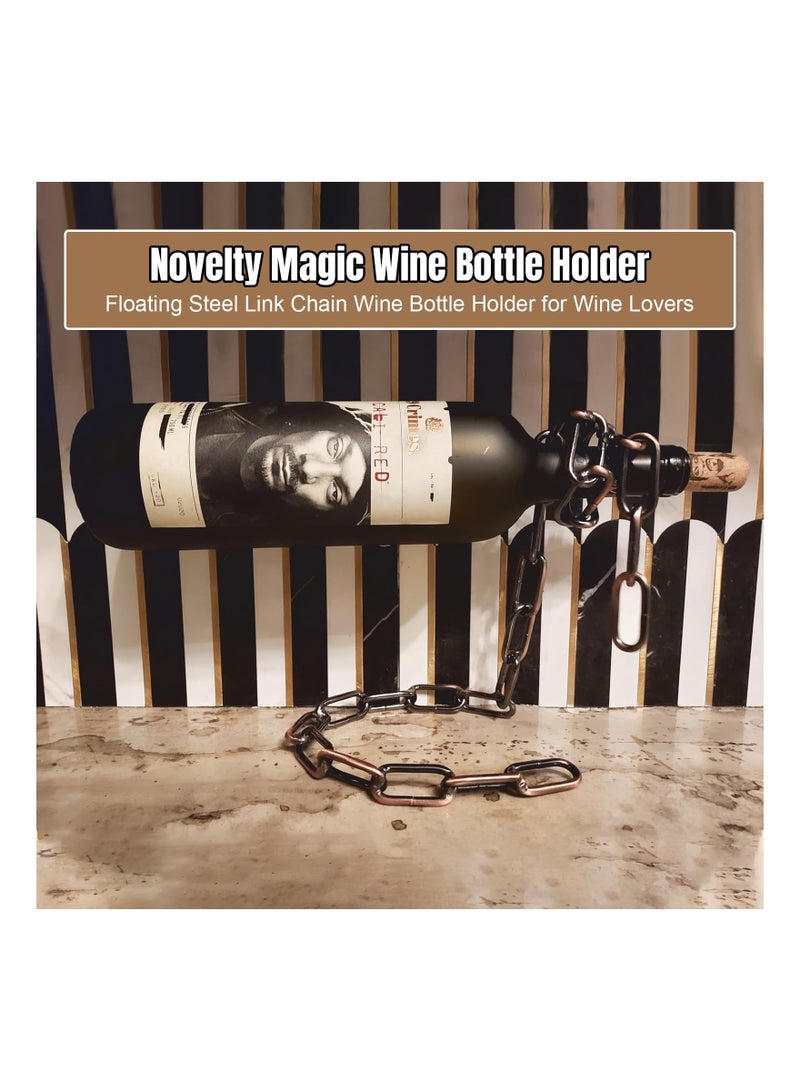 SYOSI Magic Wine Bottle Holder, Floating Wine Holder Steel Link Chain Wine Stand Air-Hanging Wine Rack Gravity Defying Wine Holder Illusion Wine Bottle Holder Chain Wine Bottle Stand for Kitchen Bar - Image 3
