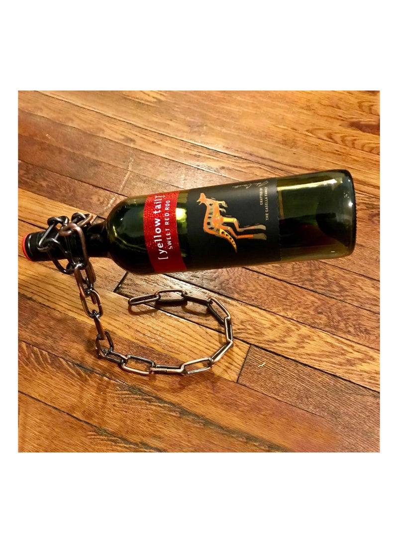 SYOSI Magic Wine Bottle Holder, Floating Wine Holder Steel Link Chain Wine Stand Air-Hanging Wine Rack Gravity Defying Wine Holder Illusion Wine Bottle Holder Chain Wine Bottle Stand for Kitchen Bar - Image 4