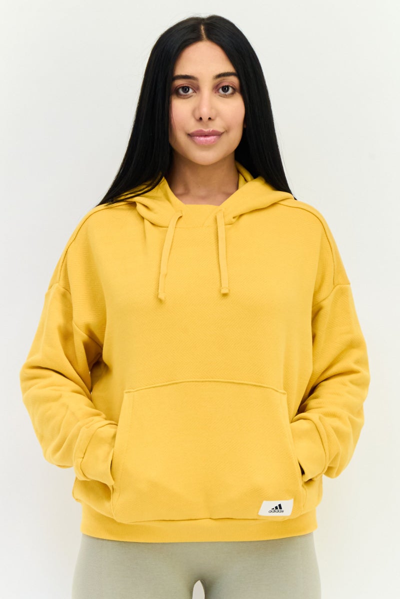 Adidas Women Sportswear Fit Long Sleeves Outdoor Sweatshirt, Mustard  - Image 1