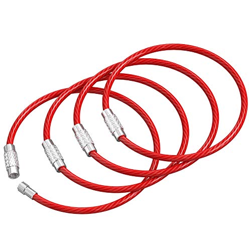 Silipac Stainless Steel Wire Keychain Cable, Twist-Lock 6.3" (16 cm) 2mm – Car Keyring, Luggage Tag, Carabiner – 4 Pack - Image 1