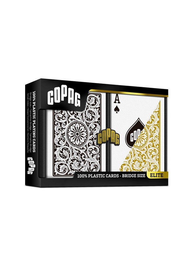 Copag Elite Plastic Playing Cards, Bridge Size, Regular Index, Black & Gold, Double Deck Set - Image 1