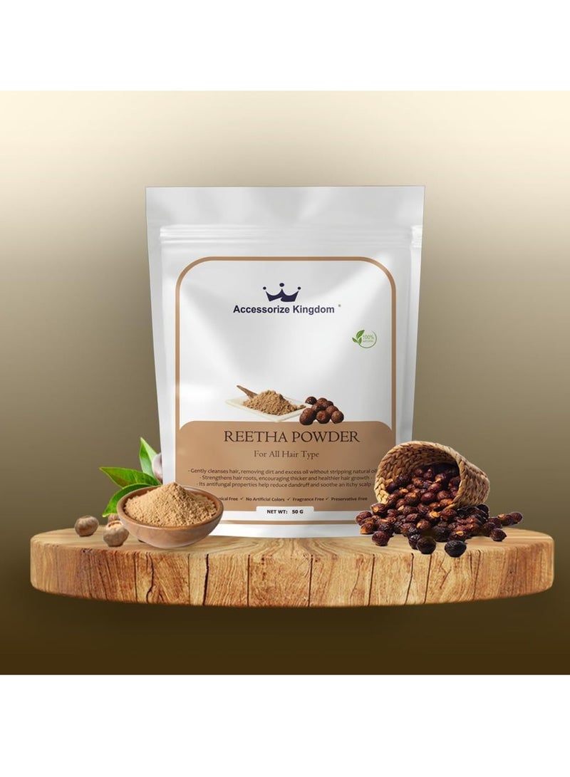 مملكة الإكسسوارات مسحوق ريثا (٥٠ غرامًا) - طبيعي ونقي ١٠٠٪ | مناسب للشعر والبشرة | ينظف الشعر بلطف، ويزيل الأوساخ والزيوت الزائدة | يقوي جذور الشعر، ويعزز نموه، ويهدئ فروة الرأس - Image 3