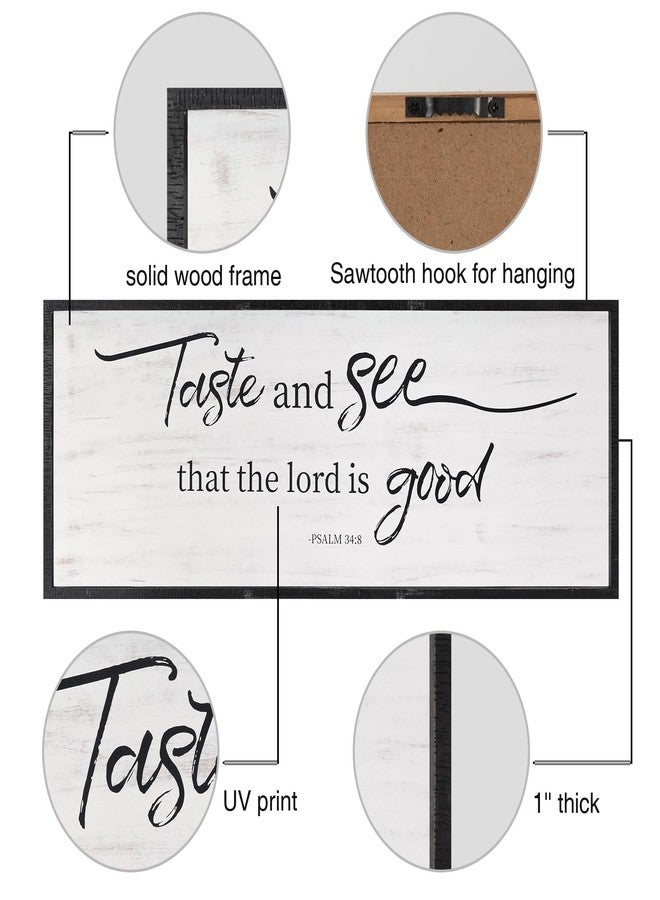 Easozoom Taste And See That The Lord Is Good Bible Verses Framed Wall Sign For Family Living Room Kitchen Farmhouse Dining Room Vintage Boho Wall Art Decoration For Living Room Bedroom, 40 X 15 Inch, Black - Image 2