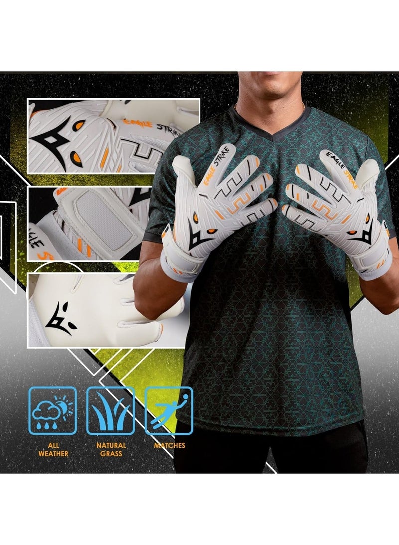 EAGLE STRIKE Professional Goalkeeper Gloves | Latex Palm Soccer Goalie Gloves with Finger Save & Wrist Support | for Adult, Youth & Junior - Ideal for Football Training & Matches - Image 5
