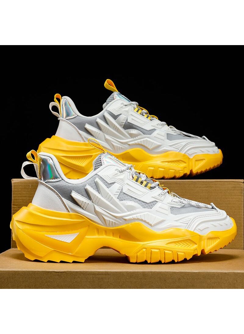 Generic New 2024 Summer Breathable Mens Shoes Cross-Border Robust Casual Sports Shoes Black Armored Knight Shoes For Men white yellow 