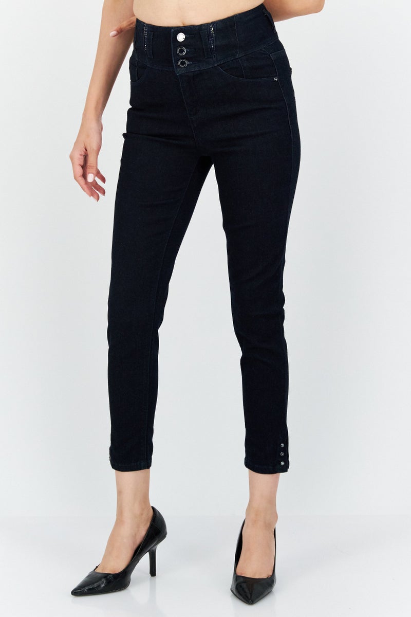 ONLY Women Regular Fit Solid Stretchable Jeans, Navy - Image 1