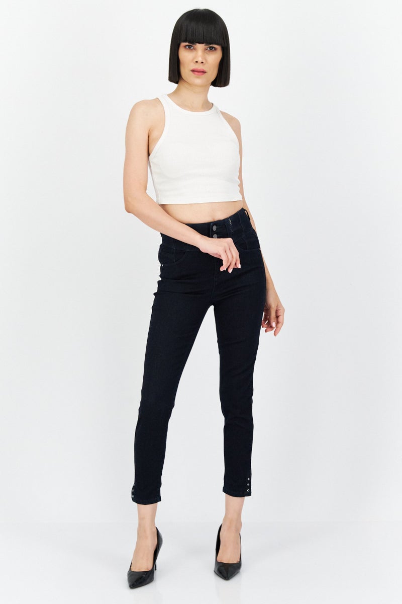 ONLY Women Regular Fit Solid Stretchable Jeans, Navy - Image 2